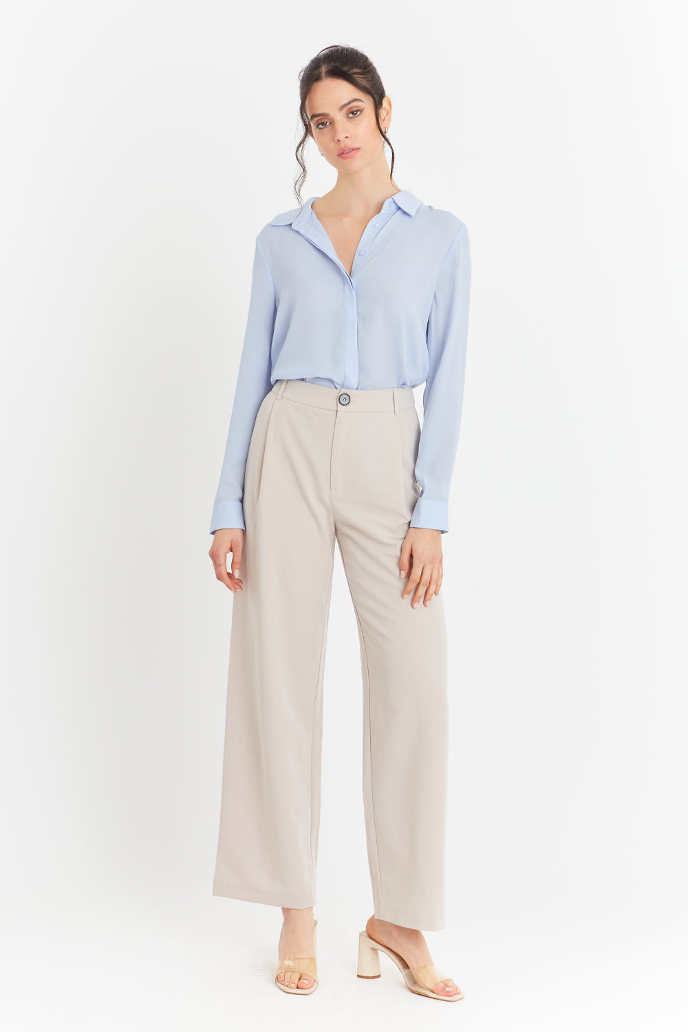 Blusa Botonera Invisible Celeste