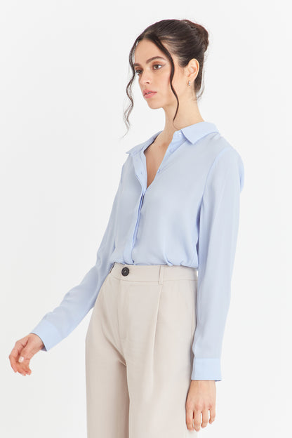 Blusa Botonera Invisible Celeste