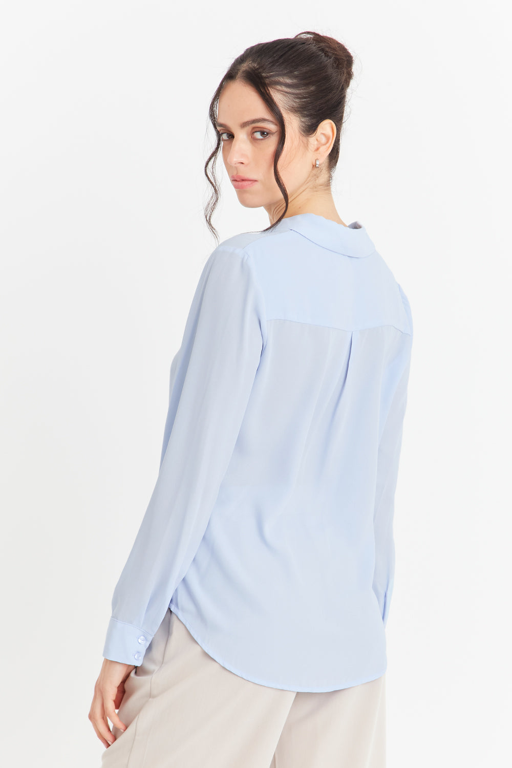 Blusa Botonera Invisible Celeste