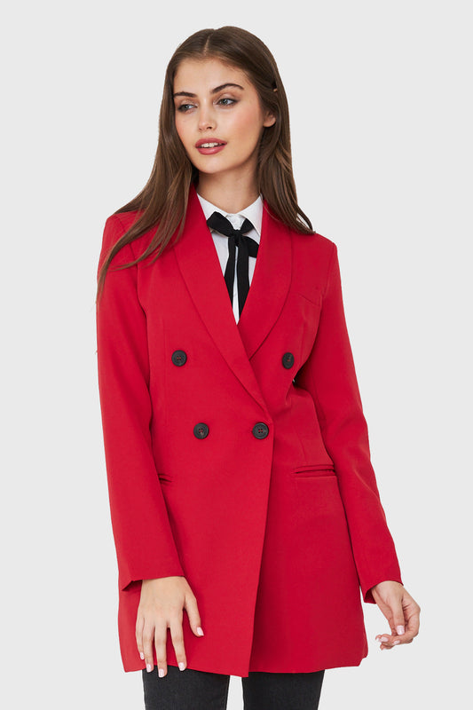 Blazer Cuatro Botones Largo Rojo