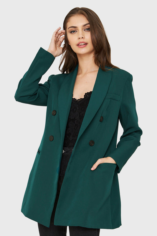 Blazer Largo Cuatro Botones Verde