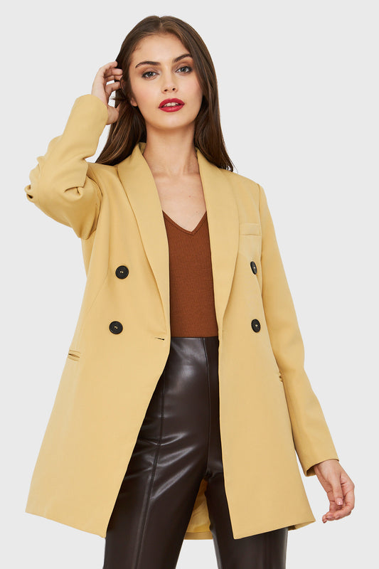 Blazer Largo Cuatro Botones Amarillo