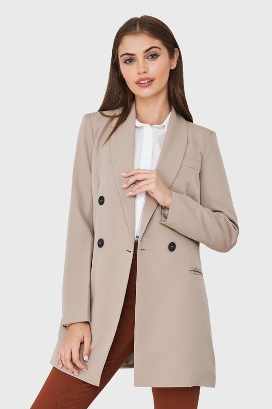 Blazer Cuatro Botones Largo Beige