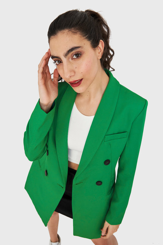 Blazer Largo Cuatro Botones Verde