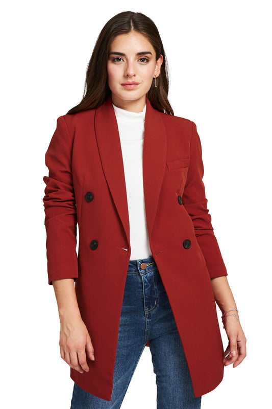 Blazer Largo Cuatro Botones Terracota