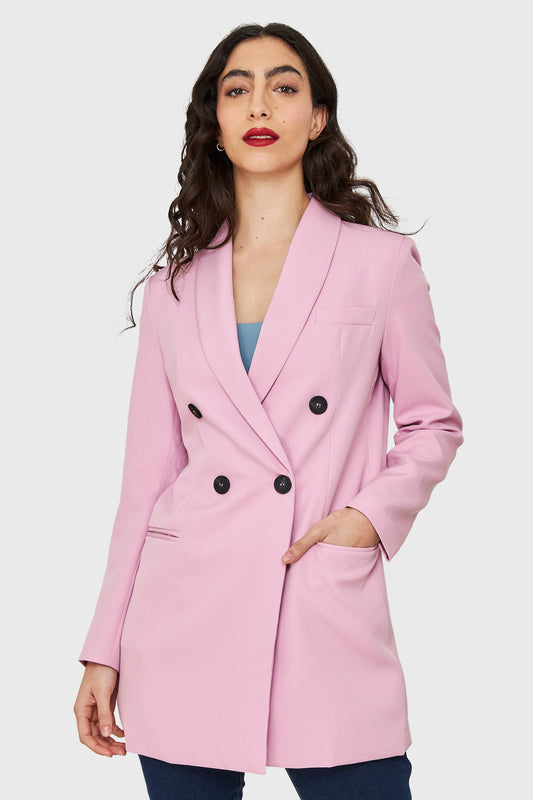 Blazer Largo Cuatro Botones Malva