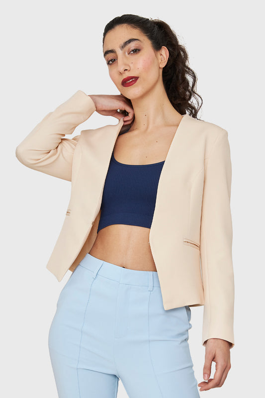 Blazer Entallado Clásico Crema