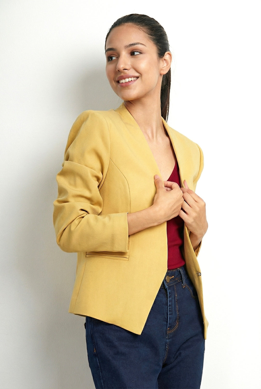 Blazer Entallado Clásico Amarillo
