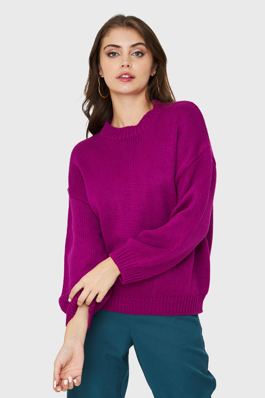 Sweater Básico Holgado Magenta