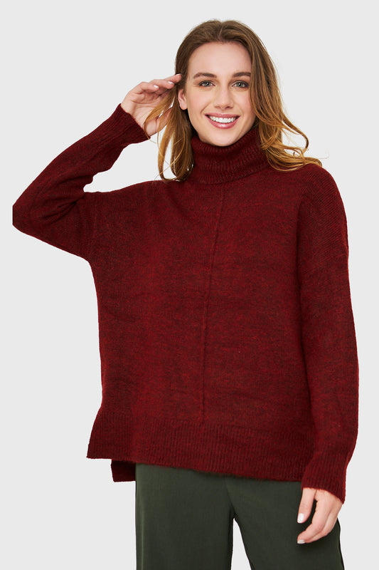 Sweater Beatle Costura Burdeos