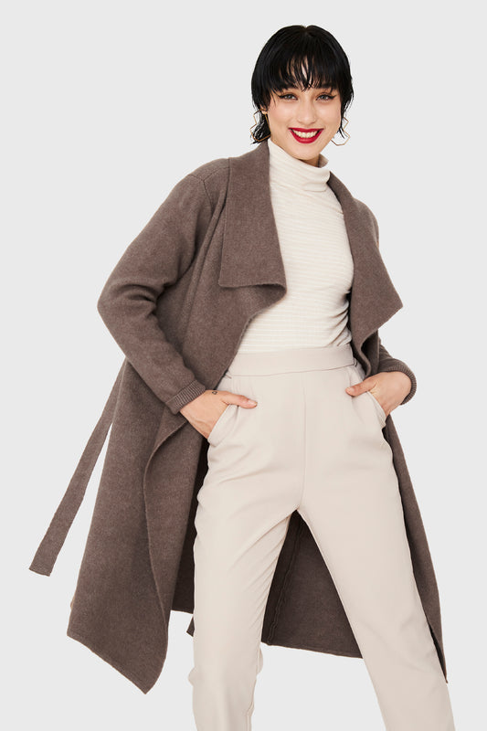 Trench De Punto Con Cinturón Taupe