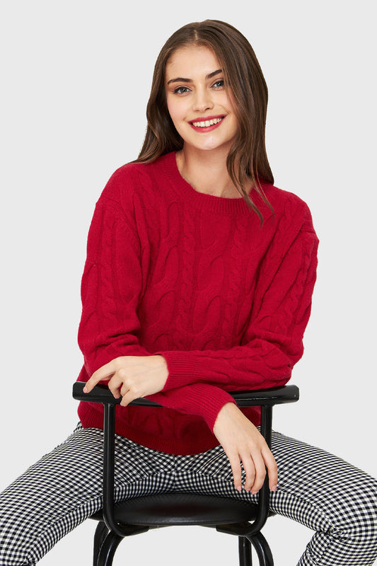 Sweater Trenzado Rojo