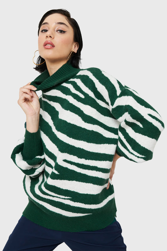 Sweater Cebra Manga Globo Verde