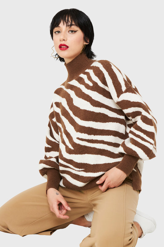 Sweater Cebra Manga Globo Café