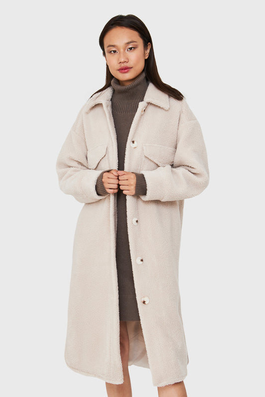 Abrigo Teddy Bolsillos Beige