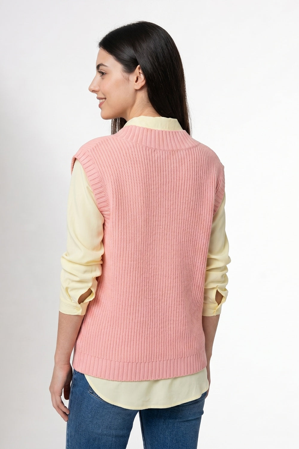 Chaleco Cuello V Oversize Rosa