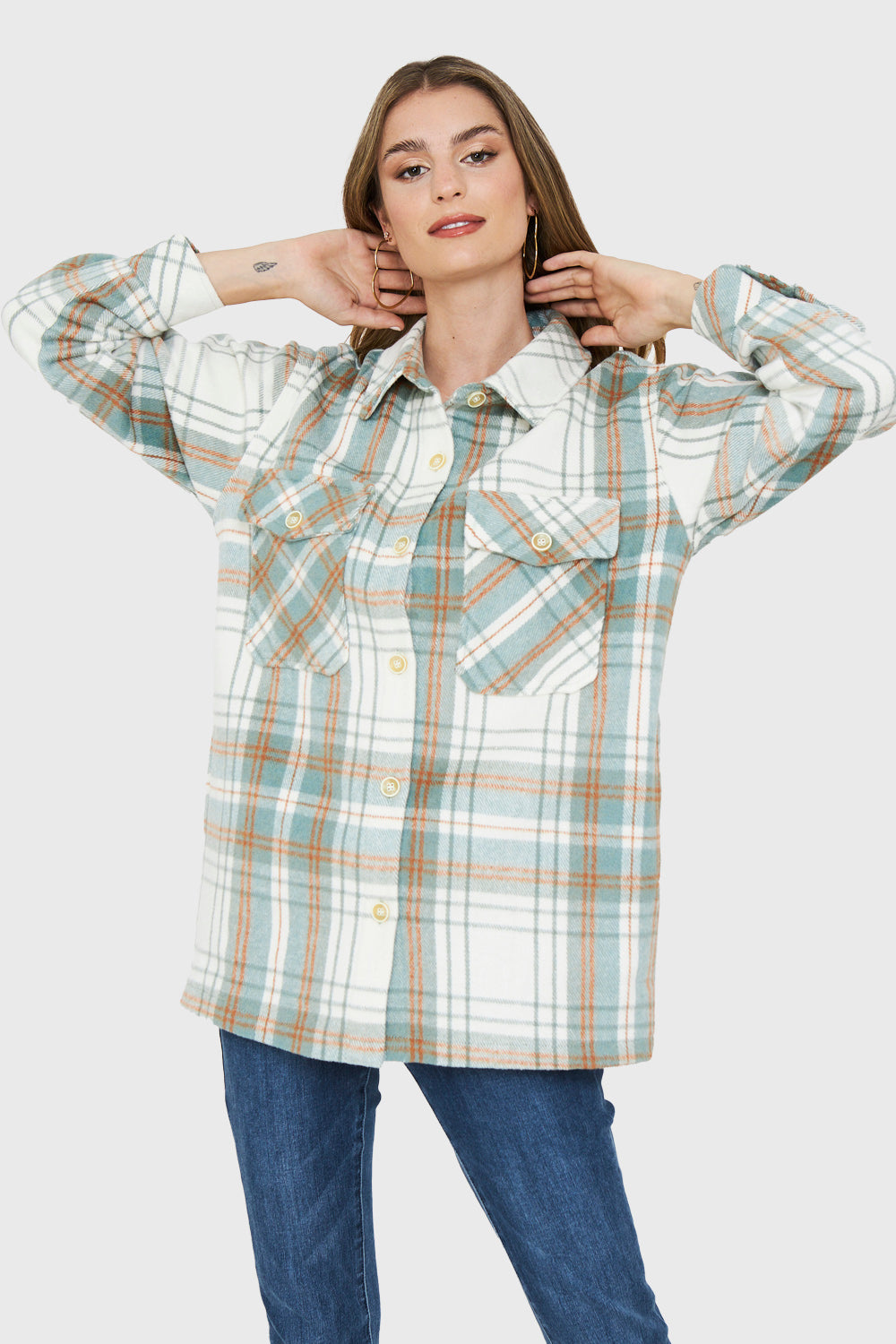 Sobrecamisa Estampado Escocés Menta