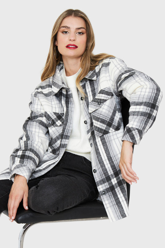 Sobrecamisa Estampado Escocés Gris