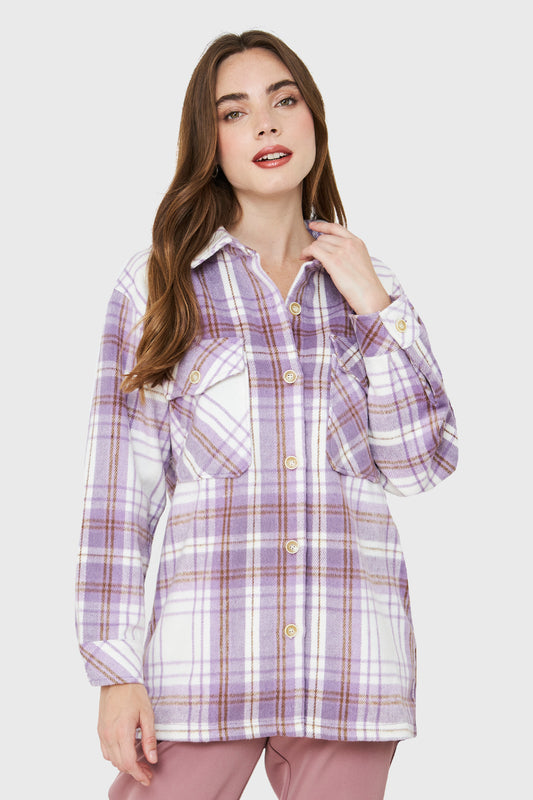 Sobrecamisa Estampado Escocés Lila