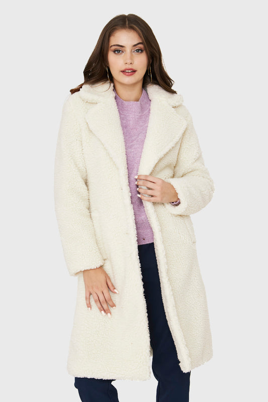 Abrigo Teddy Largo Blanco