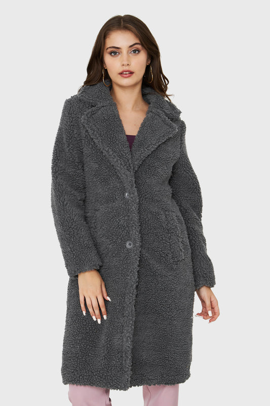 Abrigo Teddy Largo Grafito