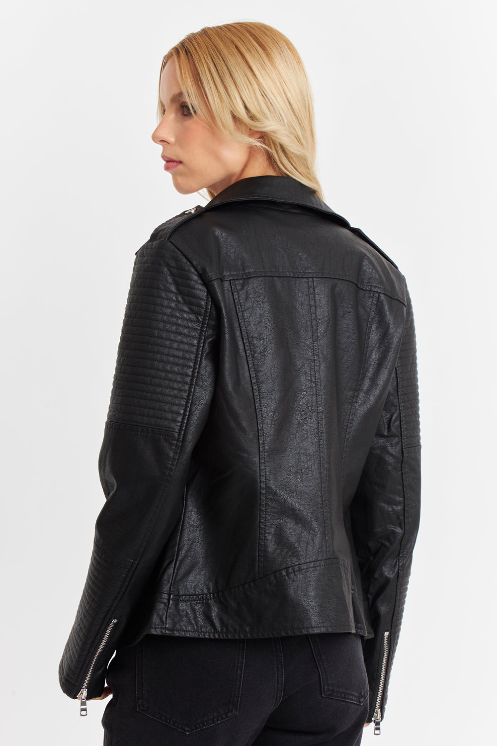 Chaqueta Ecocuero Tipo Biker Negro
