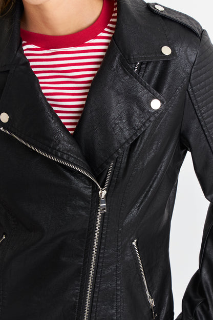 Chaqueta Ecocuero Tipo Biker Negro