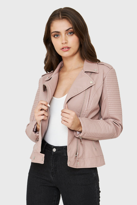Chaqueta Tipo Biker Ecocuero Nude