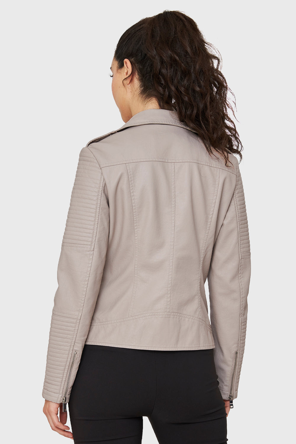 Chaqueta Tipo Biker Ecocuero Khaki