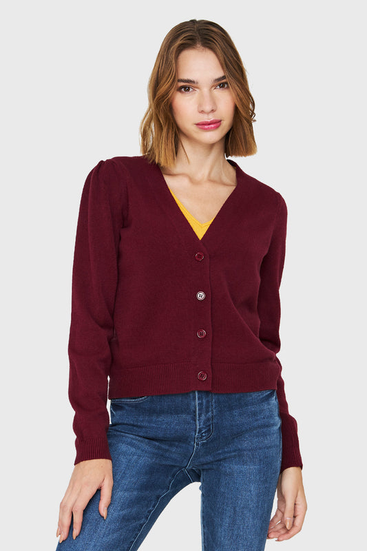 Cárdigan Manga Princesa Burdeos