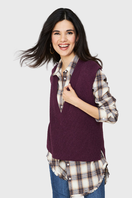 Chaleco Escote V Profundo Uva