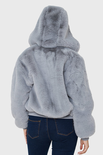 Chaqueta Pelo Gorro Gris