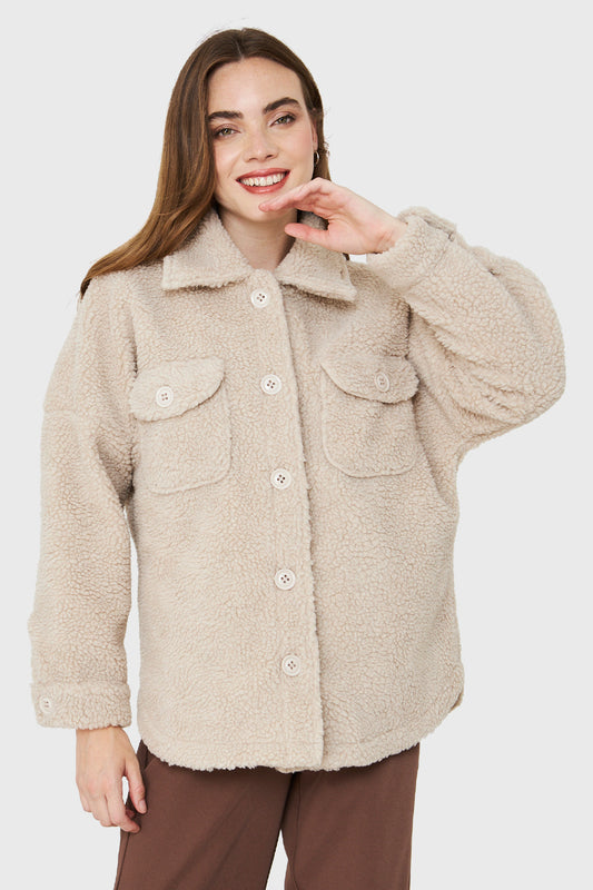 Chaqueta Tipo Teddy Beige