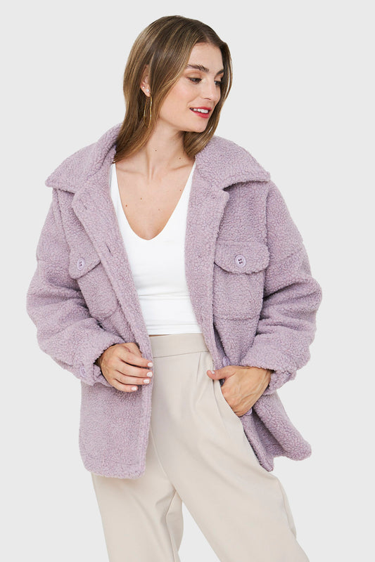 Chaqueta Tipo Teddy Lila