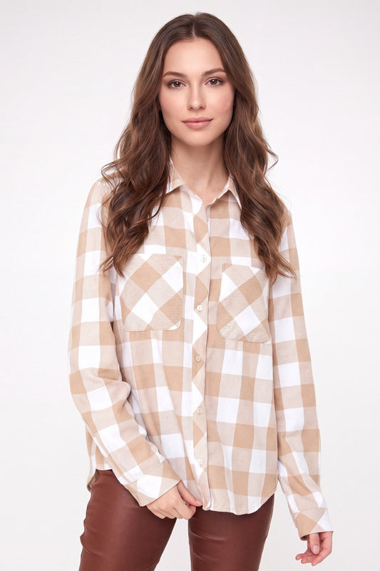 Camisa Cuadros Khaki