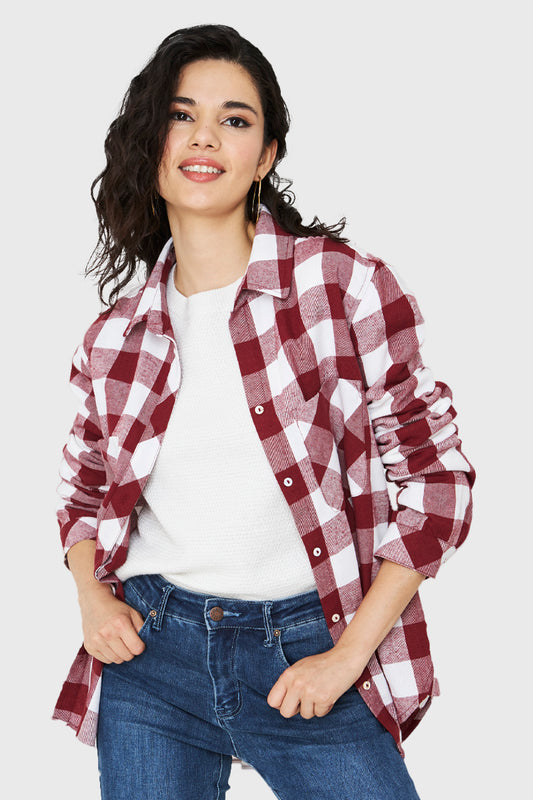 Camisa Cuadros Burdeos