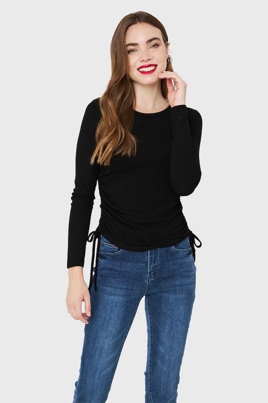 Polera Recogido Lateral Negro