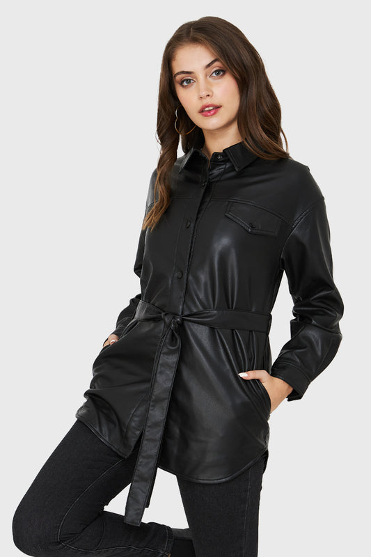 Chaqueta Lazo Ecocuero Negro