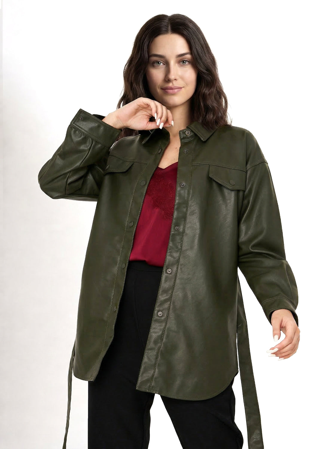 Chaqueta Lazo Ecocuero Oliva