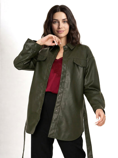 Chaqueta Lazo Ecocuero Oliva