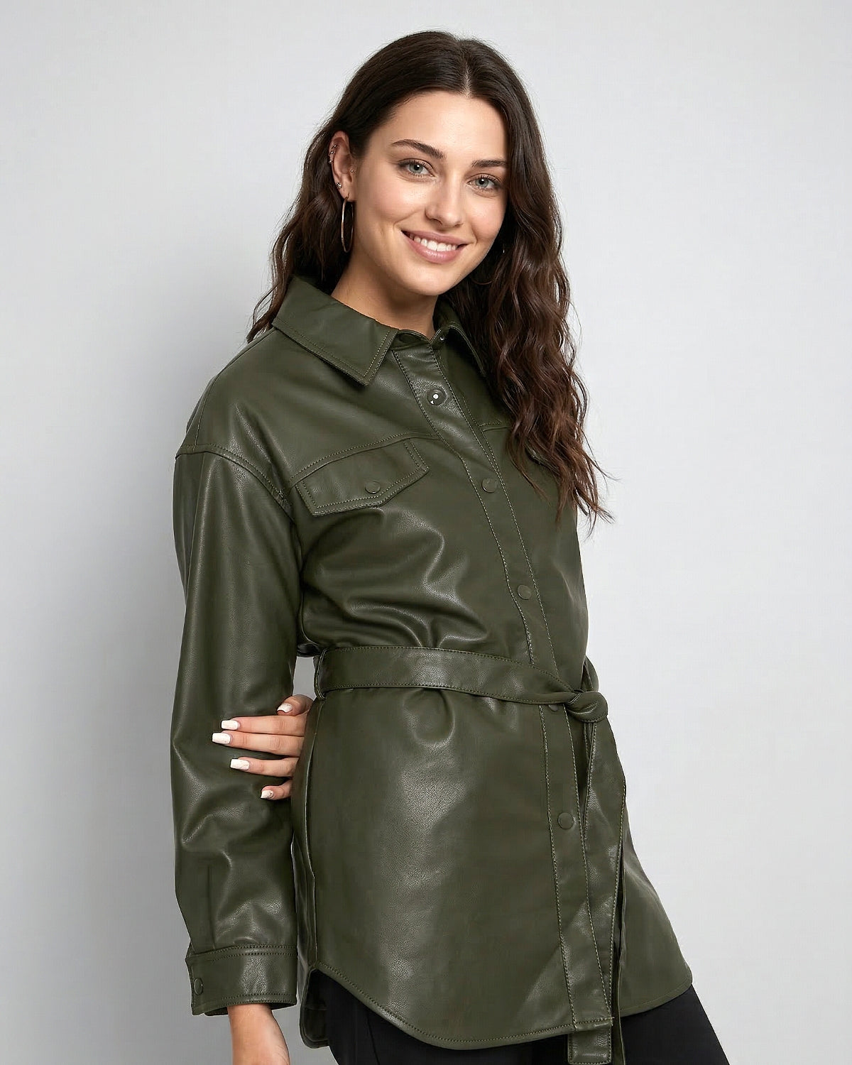 Chaqueta Lazo Ecocuero Oliva