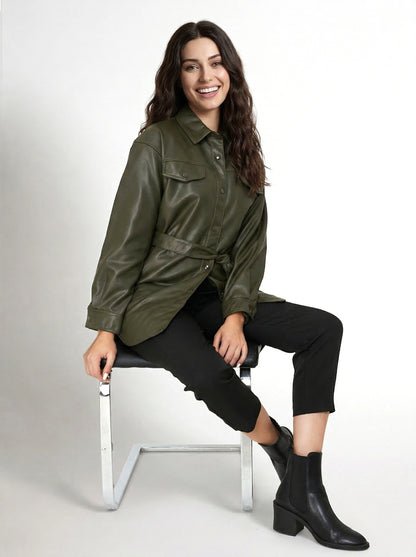 Chaqueta Lazo Ecocuero Oliva
