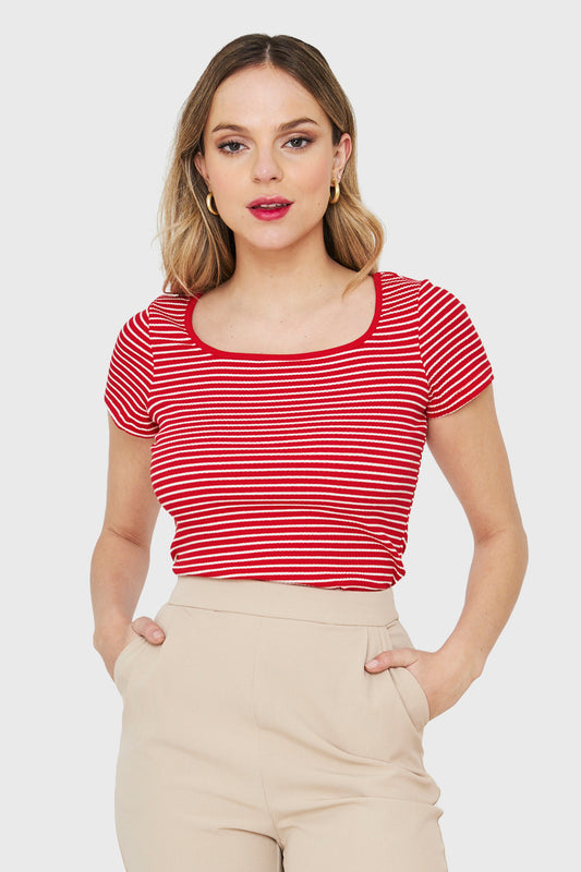 Polera Rayas Rojo