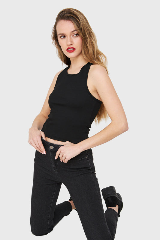 Crop Top Elasticado Negro