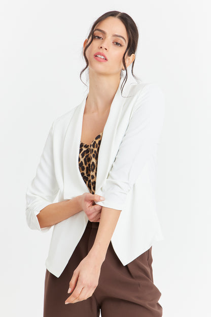 Blazer Manga Detalle Drapeado Blanco