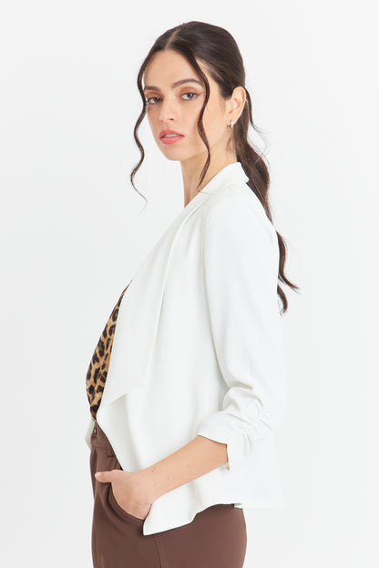 Blazer Manga Detalle Drapeado Blanco
