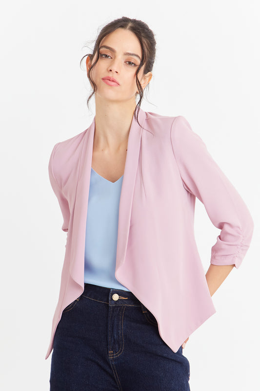 Blazer Manga Detalle DrapeadoRosado