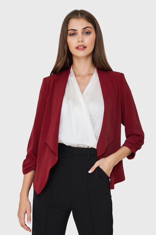 Blazer Mangas 3/4 Solapa Burdeos