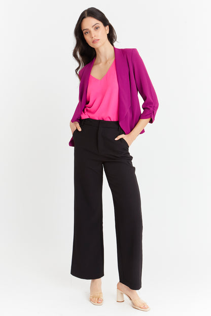 Blazer Entallado Manga Drapeada Morado