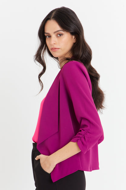 Blazer Entallado Manga Drapeada Morado